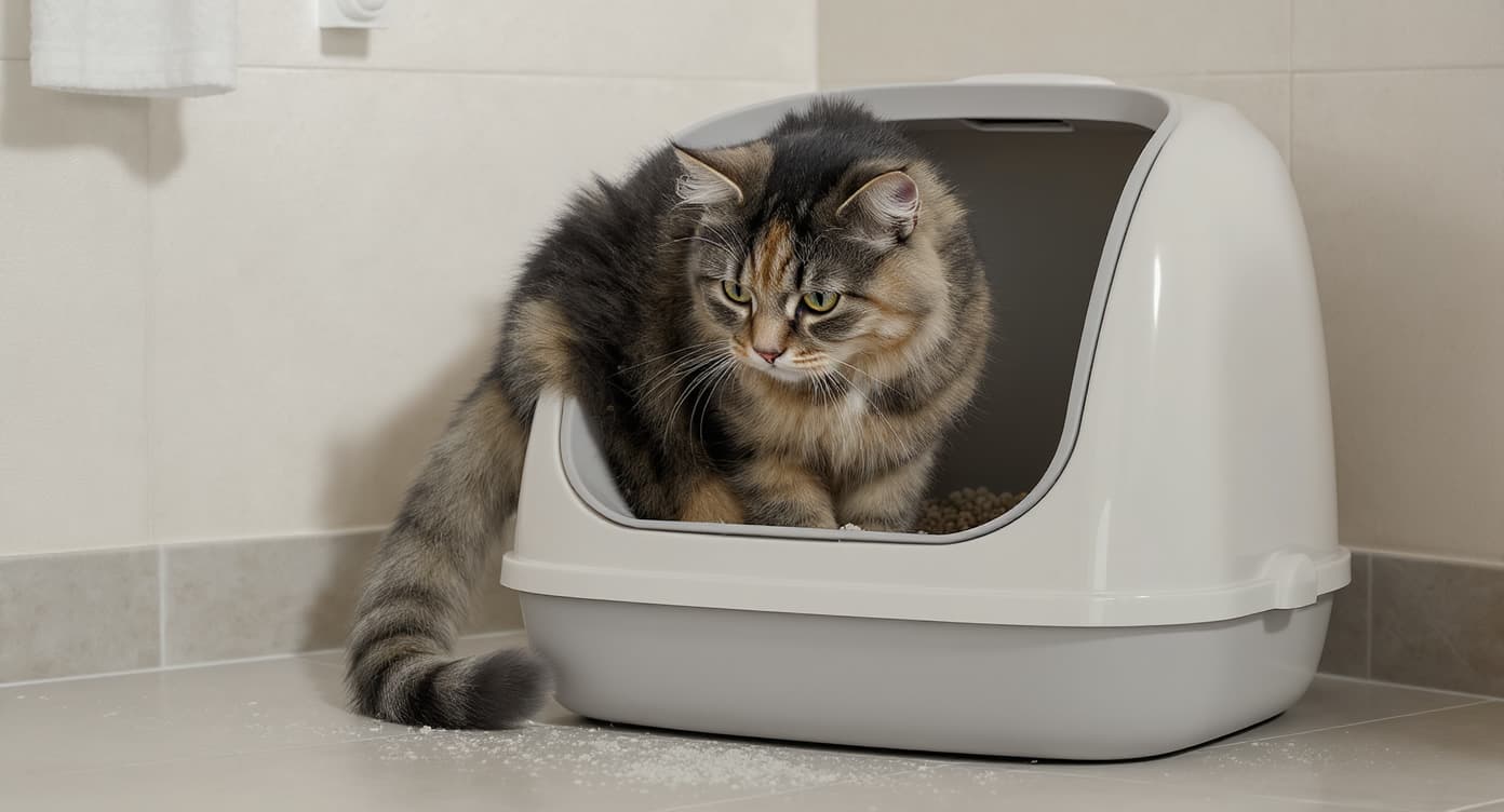 Katze nachts wach auf dem Bett