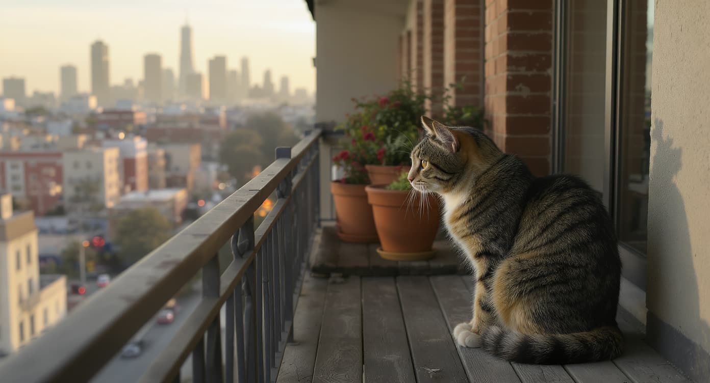 Katze liegt entspannt im Schatten an einem heißen Sommertag
