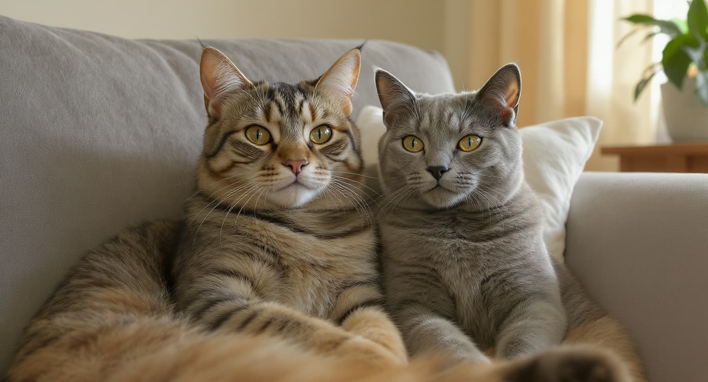 Zwei Katzen beim ersten Kennenlernen
