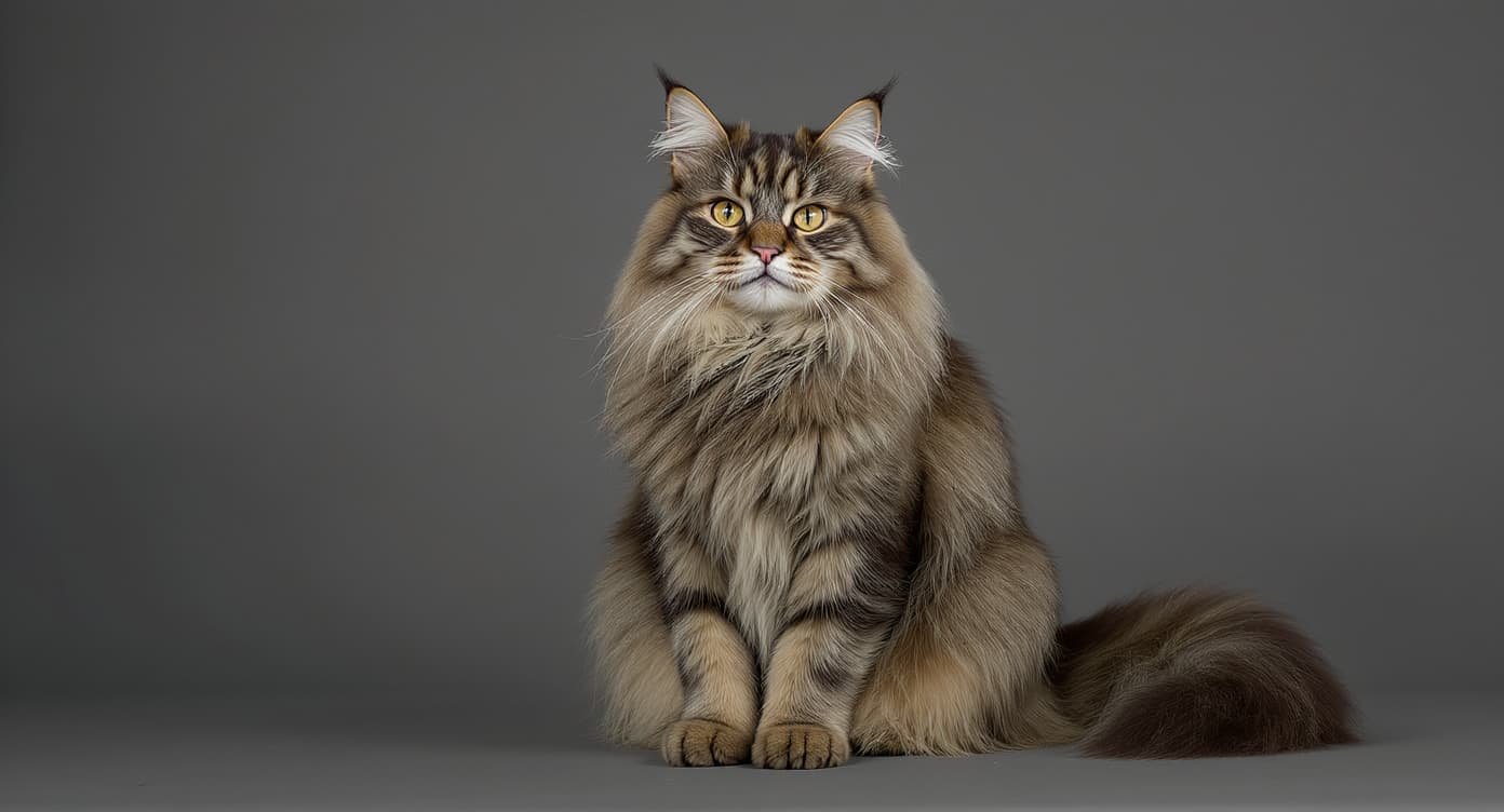 Norwegische Waldkatze beim Fressen