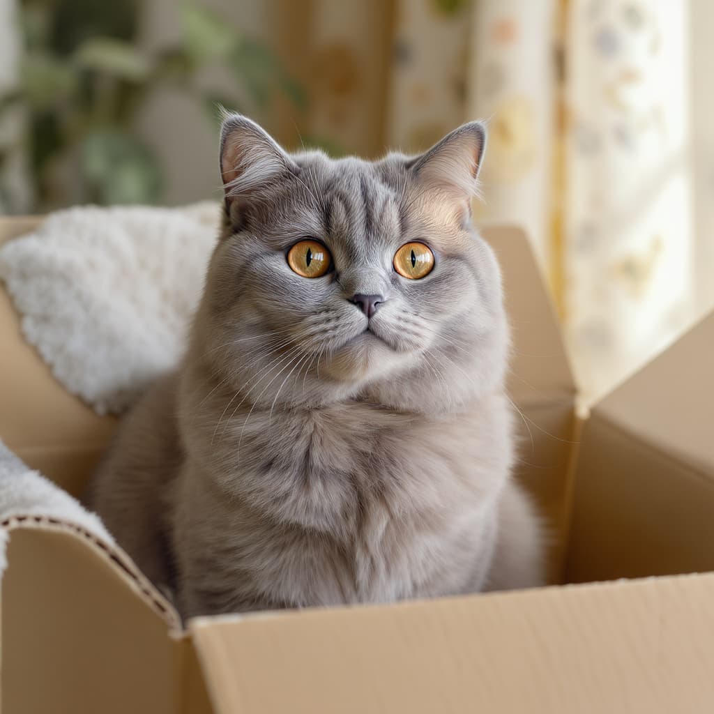 Polly, blaugraue Britisch Kurzhaar im Karton